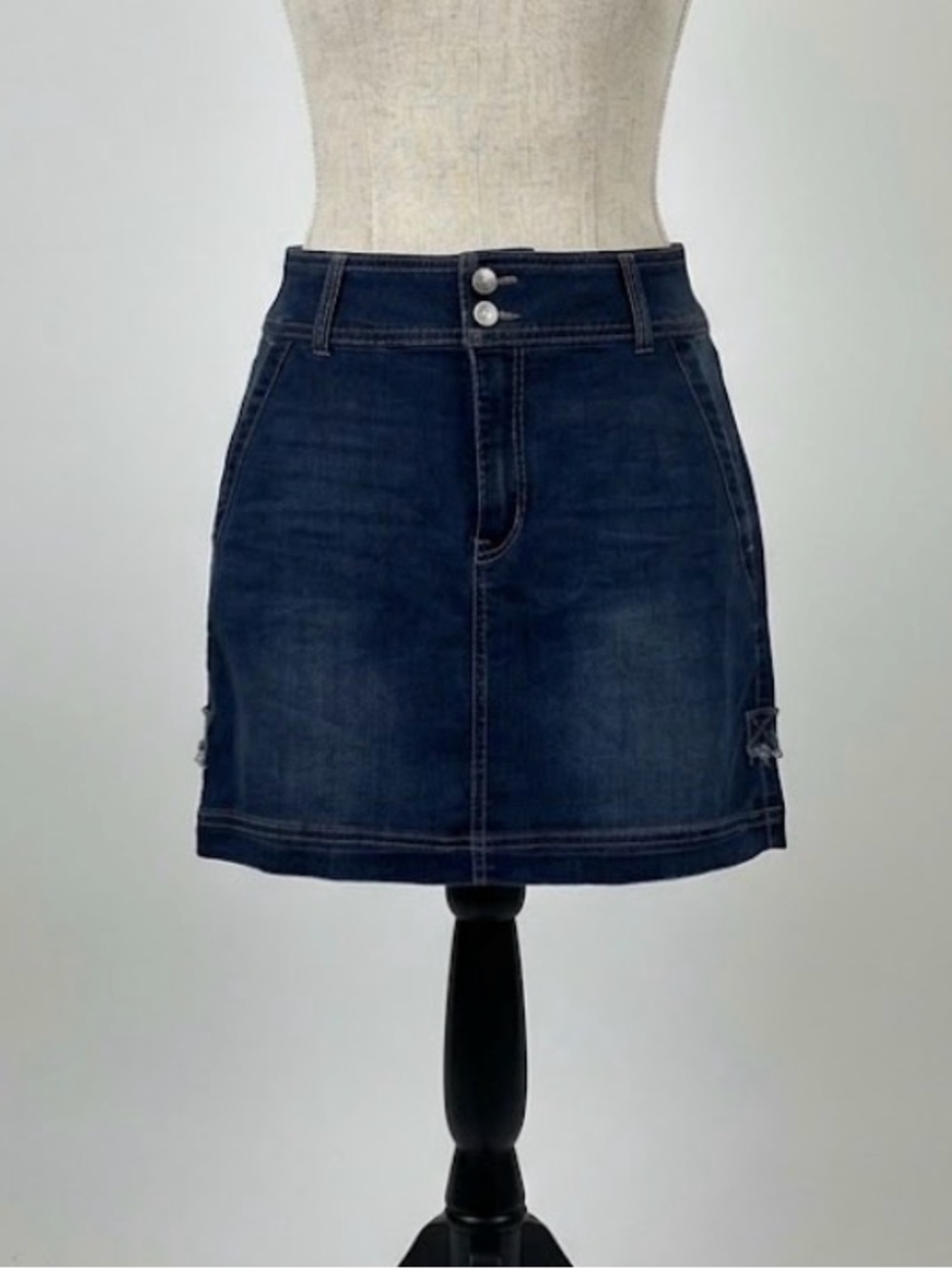 Denim Mini Skirt Y2K Indie Sleaze Casual Basic Dark Wash Summer 11 Junior